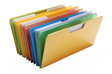 Stack of colorful folders symbolizing organization and efficiency
