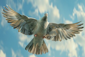 Obraz premium Dove soaring with wings open in the sky