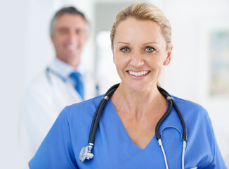 Mature woman, nurse and portrait with hospital, healthcare and clinic professional with confidence....