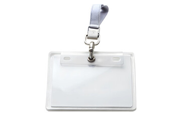 Blank white id badge with lanyard on transparent background