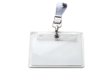 Blank white id badge with lanyard on transparent background