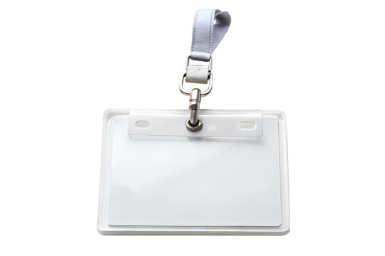 Blank white id badge with lanyard on transparent background