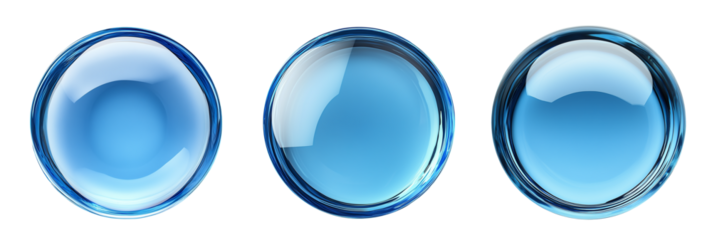 Blue round magnifying glass on transparent background PNG. Top view