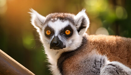 Fototapeta premium Lemur catta closeup in natural habitat