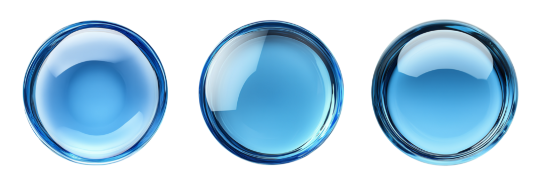 Blue round magnifying glass on transparent background PNG. Top view