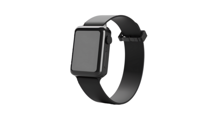 Sleek modern smartwatch with a blank screen, isolated on a white background