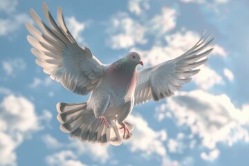 Obraz premium Dove soaring with wings open in the sky