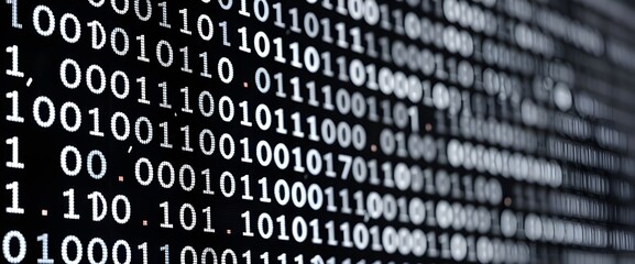 The screen’s black and white and the detailed textures. Screen displaying abstract Binary code is only small 0 and 1.