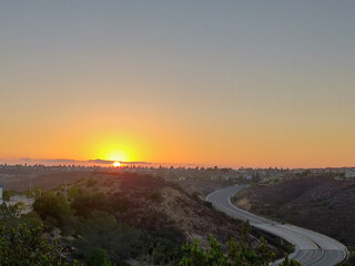 Sunset over the road