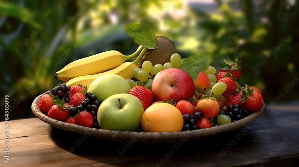 Wall mural a colorful fruit basket