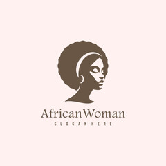 silhouette african woman logo vector illustration
