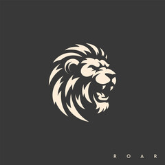 roaring lion head logo design vector illustration