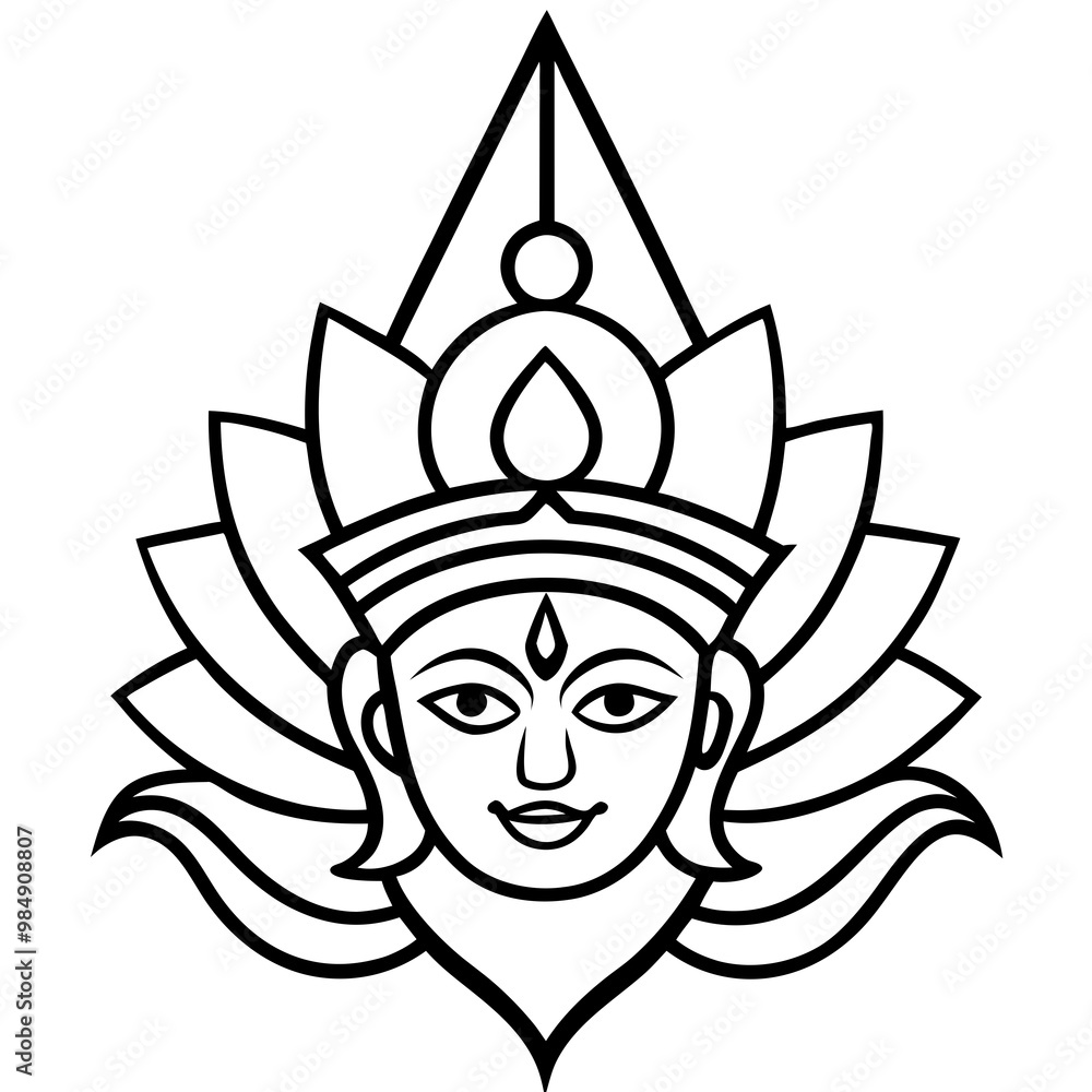 Wall mural durga mata face silhouette vector illustration