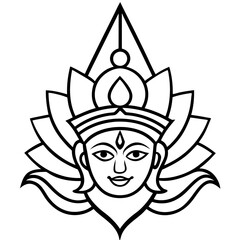 durga mata face silhouette vector illustration 