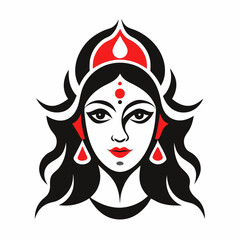 durga mata face silhouette vector illustration 