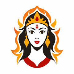 durga mata face silhouette vector illustration 