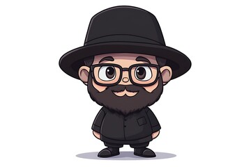Cartoon man with beard, glasses and black hat