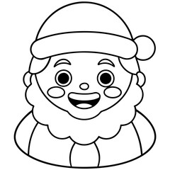 coloring page for kids bold line art kawaii Santa vector 