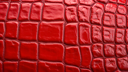 Textured Red Crocodile Leather Close-up