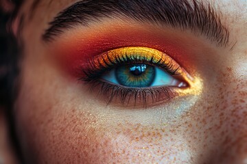 Obraz premium Macro photo of woman eye with beautiful eye makeup