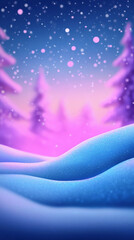 Naklejka premium Winter postcard with an abstract winter landscape and fir trees