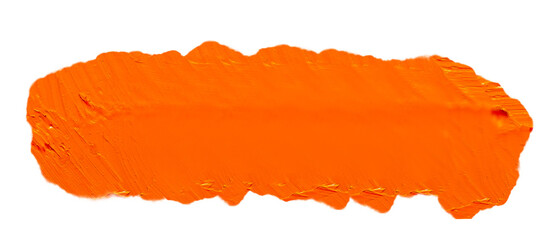 Fototapeta premium Orange brushstroke creates a textured and energetic horizontal line, perfect for adding a playful touch to designs