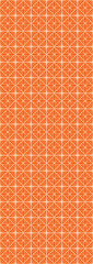 A repeating geometric pattern in orange tones featuring various shapes and lines.