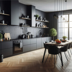 modern black kitchen