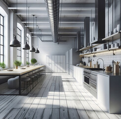white industrial kitchen