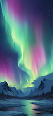 Abstract aurora lights, phone wallpaper, phone background
