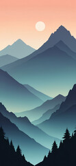 Abstract mountain silhouette, phone wallpaper, phone background