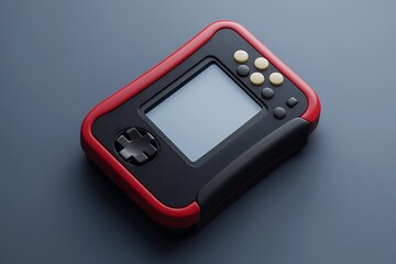 Retro handheld game console isolated on grey background