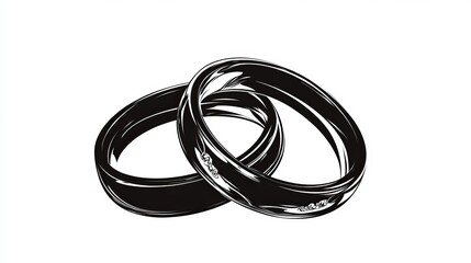Fototapeta premium Black silhouette of wedding rings Vector drawing isolated on a white background