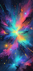 Abstract nebula with neon lights, phone wallpaper, phone background