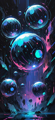 Floating holographic spheres, phone wallpaper, phone background