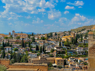 Obraz premium Panoramic view of European city with Arabic and medieval style during a sunny day.