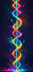 Neon DNA strand, phone wallpaper, phone background