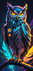 Cybernetic owl, phone wallpaper, phone background