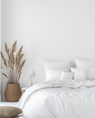 Modern Nordic Bedroom with White Interior and Scandinavian Design