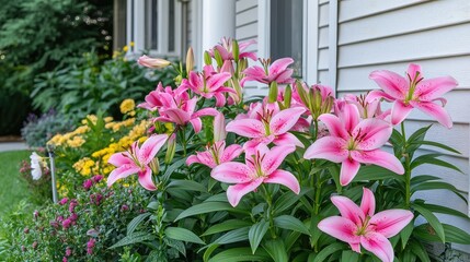 Fototapeta premium pink flowers in a garden