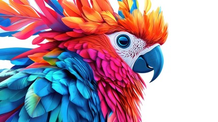 Fototapeta premium Vivid Parrot Portrait with Colorful Feathers