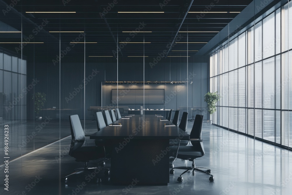 Wall mural Modern Corporate Conference Room Interior with Grey Color Scheme