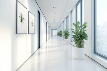 Modern Corporate Office Hall with Contemporary Design and Mock Up Poster