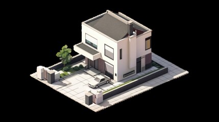 Colorful animated house with whimsical landscaping effects