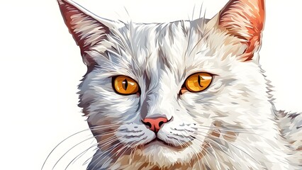 Close-up color vector illustration of a cat on a clean white background, ideal for pet-themed projects.