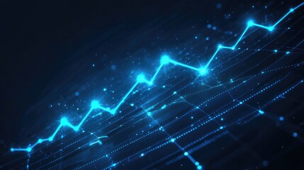 Abstract blue line chart rising on a dark background.