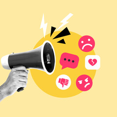 Hater, Internet, Social Media, Angry, Dislike, Negative Feedback, Remote Work, Cyberbullying, Megaphone, Negative Symbols, Thumbs Down, Social Media, Dislike Button, Stress, Image-Based Social Media