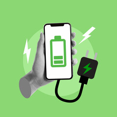 Mobile, phone, during charging, type-c, charging cable, Mobile charger, Cartoon, Charge, Mobile...