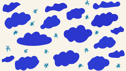 blue clouds flat vector set 