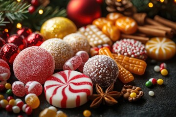 Christmas candy displaying festive colors and textures